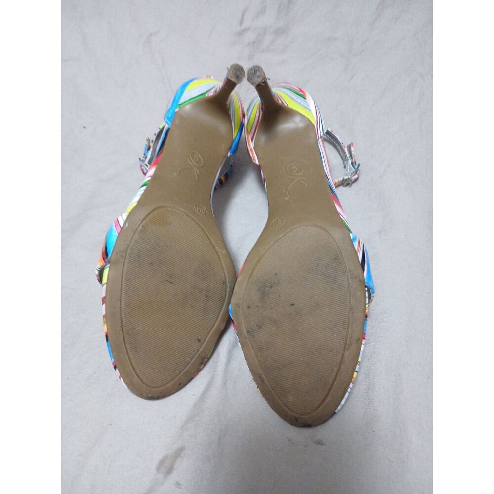 it's OK Multi-Stripe Open Toe Ankle Strap Heels Women's 8M - Picture 7 of 7